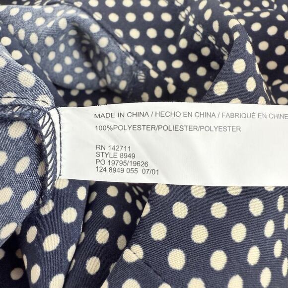 Eloquii Double Breasted Shift Dress Size 16 Navy Polka Dot Long Sleeves Preppy - Picture 10 of 15